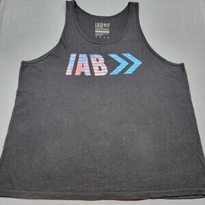 IAB MFG Mens Tank Size L Black Graphic Print Round Neck Classic Lightweight Top
